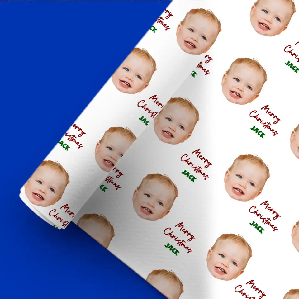 Christmas Personalize Wrapping Paper - Face Cutout/Remove Background