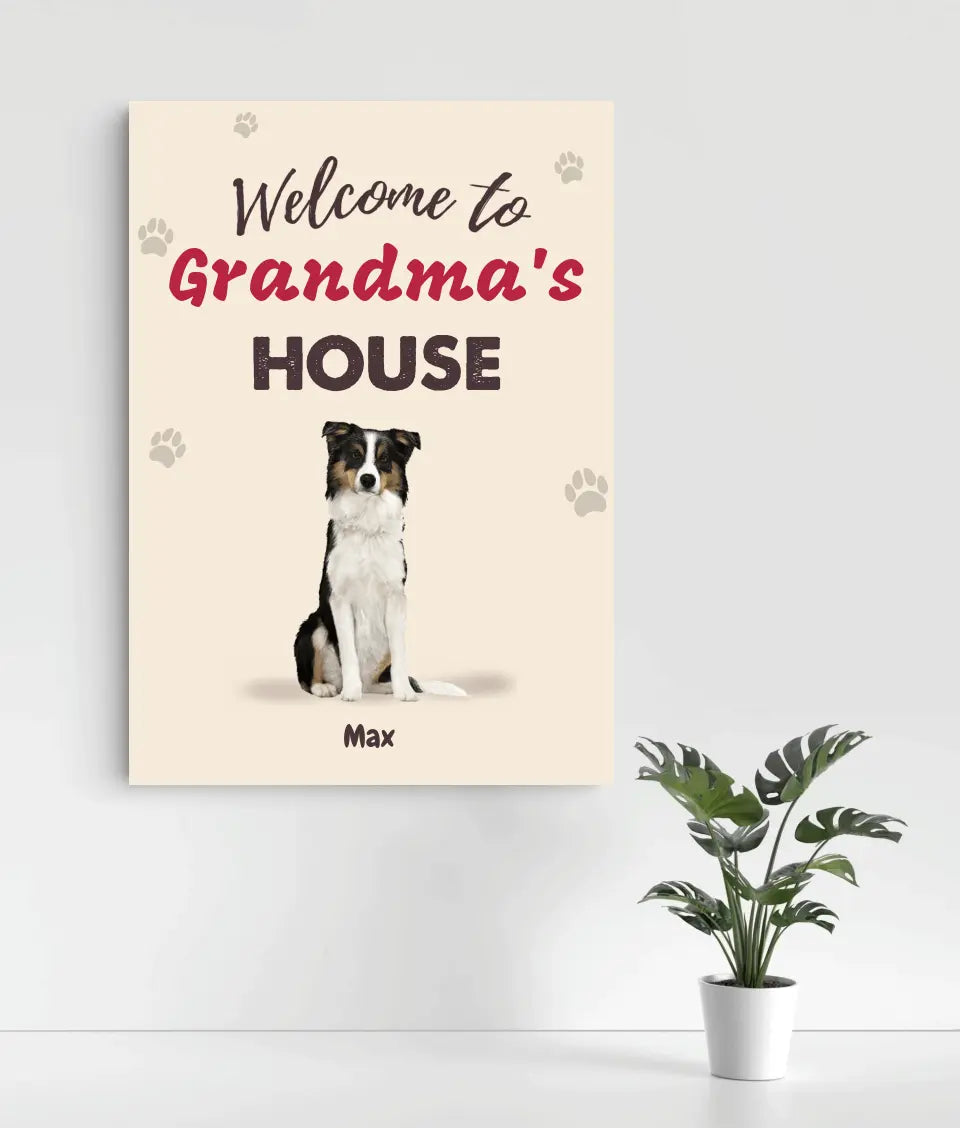 Welcome to Our House Personalized Canvas - Dog & Cat