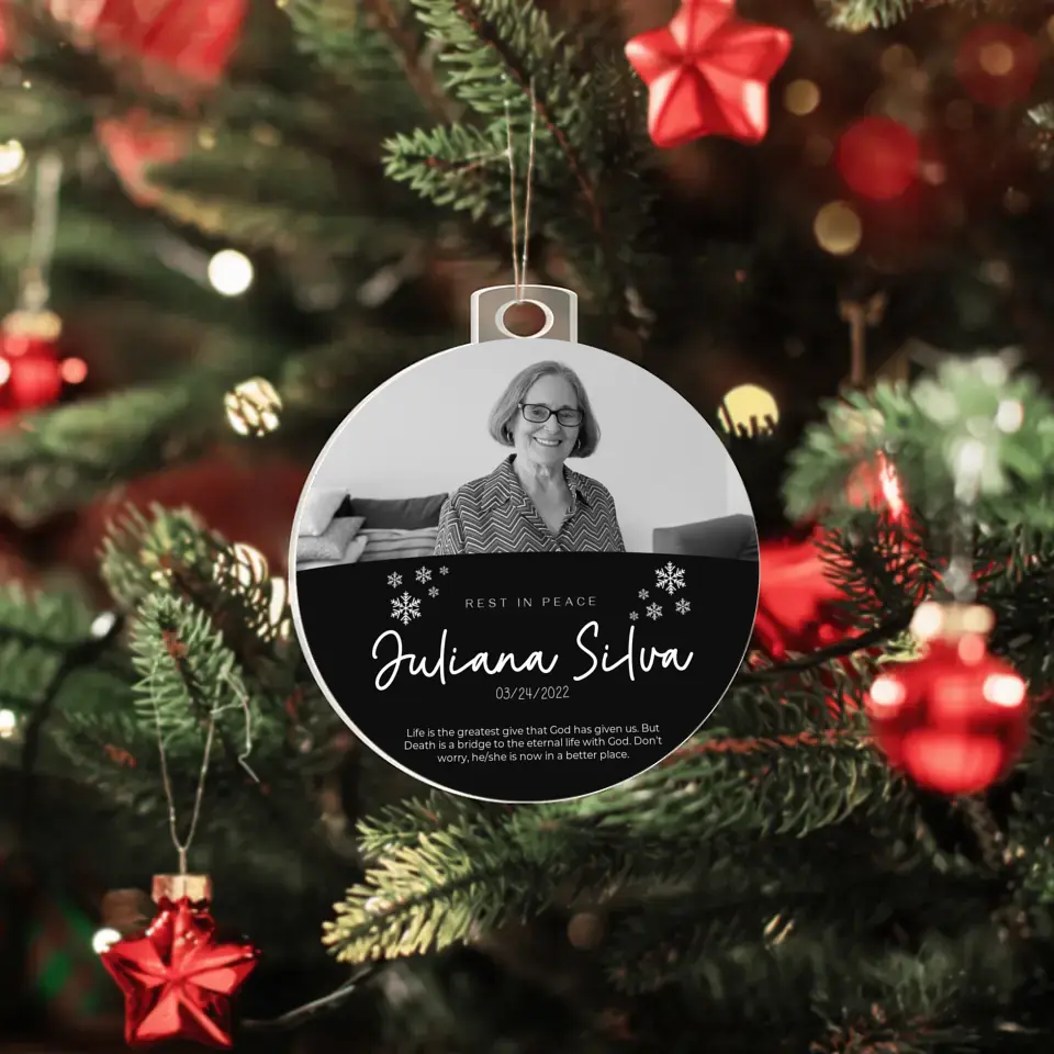 Upload photo, Personalized Ornament for Christmas - Black and White