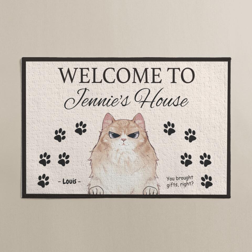 Welcome to our House, Cat Personalized Door Mat