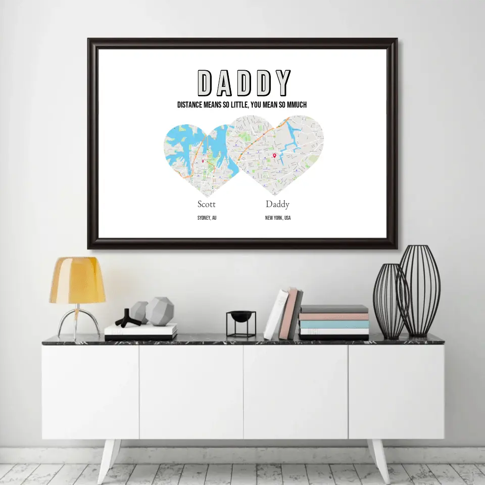 Father's Day Gift From Son/Daughter, Personalized Map Location of Kids