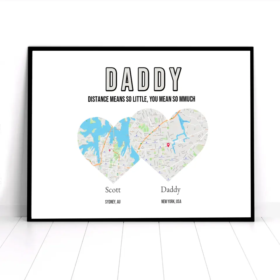 Father's Day Gift From Son/Daughter, Personalized Map Location of Kids