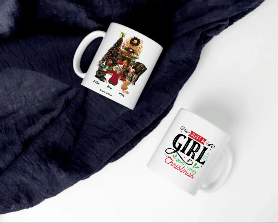Girl & Dogs - Personalize Mug for Christmas