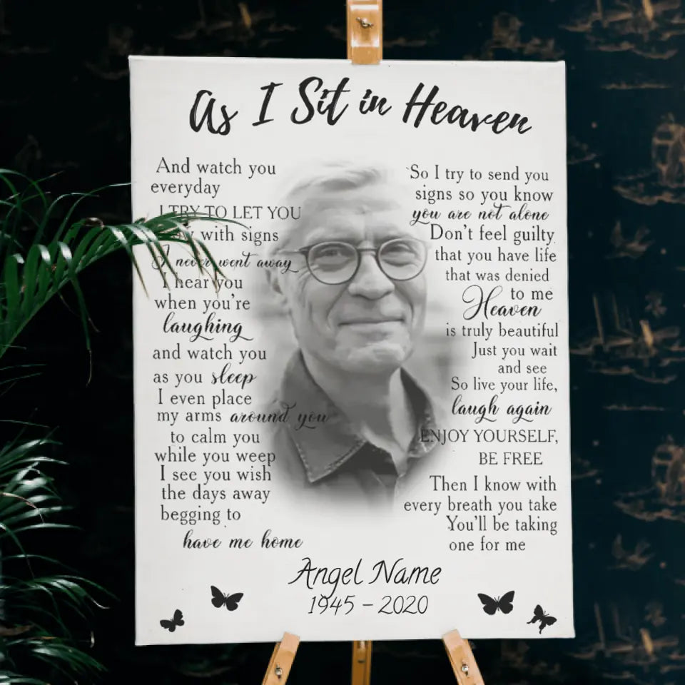 As I Sit in Heaven - Memorial Personalized Canvas – teeinblue