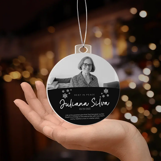 Upload photo, Personalized Ornament for Christmas - Black and White