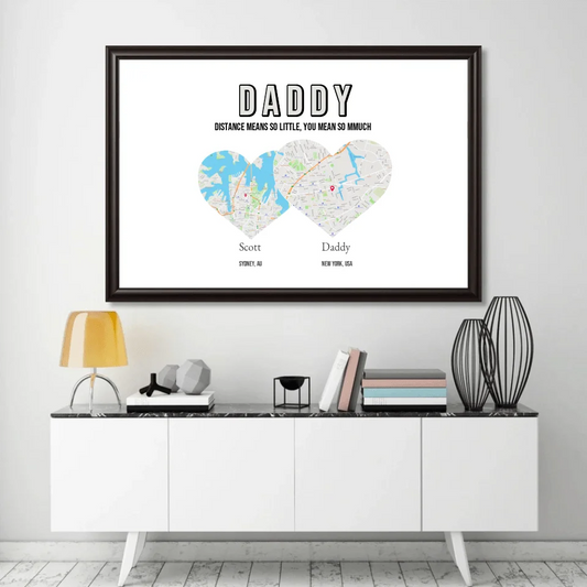 Father's Day Gift From Son/Daughter, Personalized Map Location of Kids