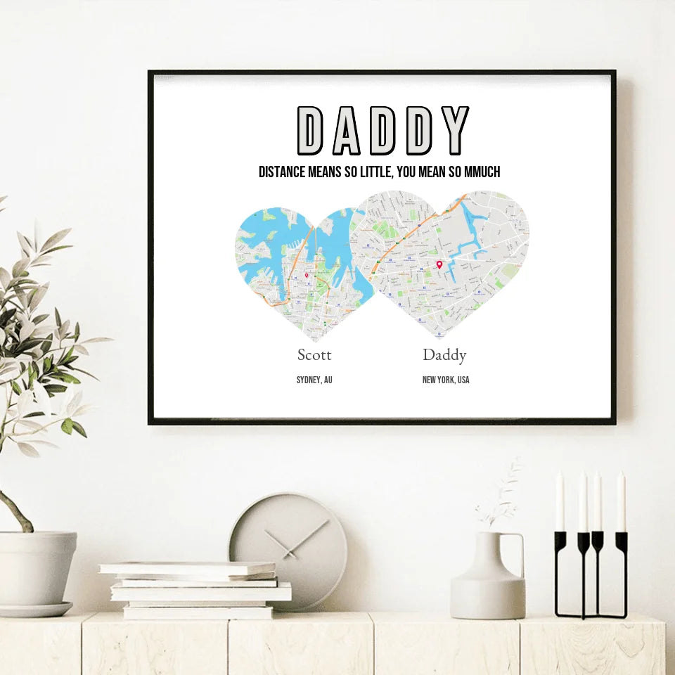 Father's Day Gift From Son/Daughter, Personalized Map Location of Kids