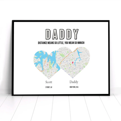 Father's Day Gift From Son/Daughter, Personalized Map Location of Kids