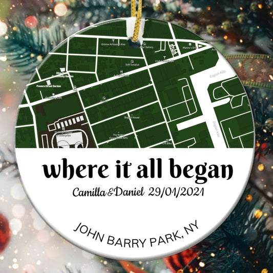 Where it all began, Personalized Map Style Ornament