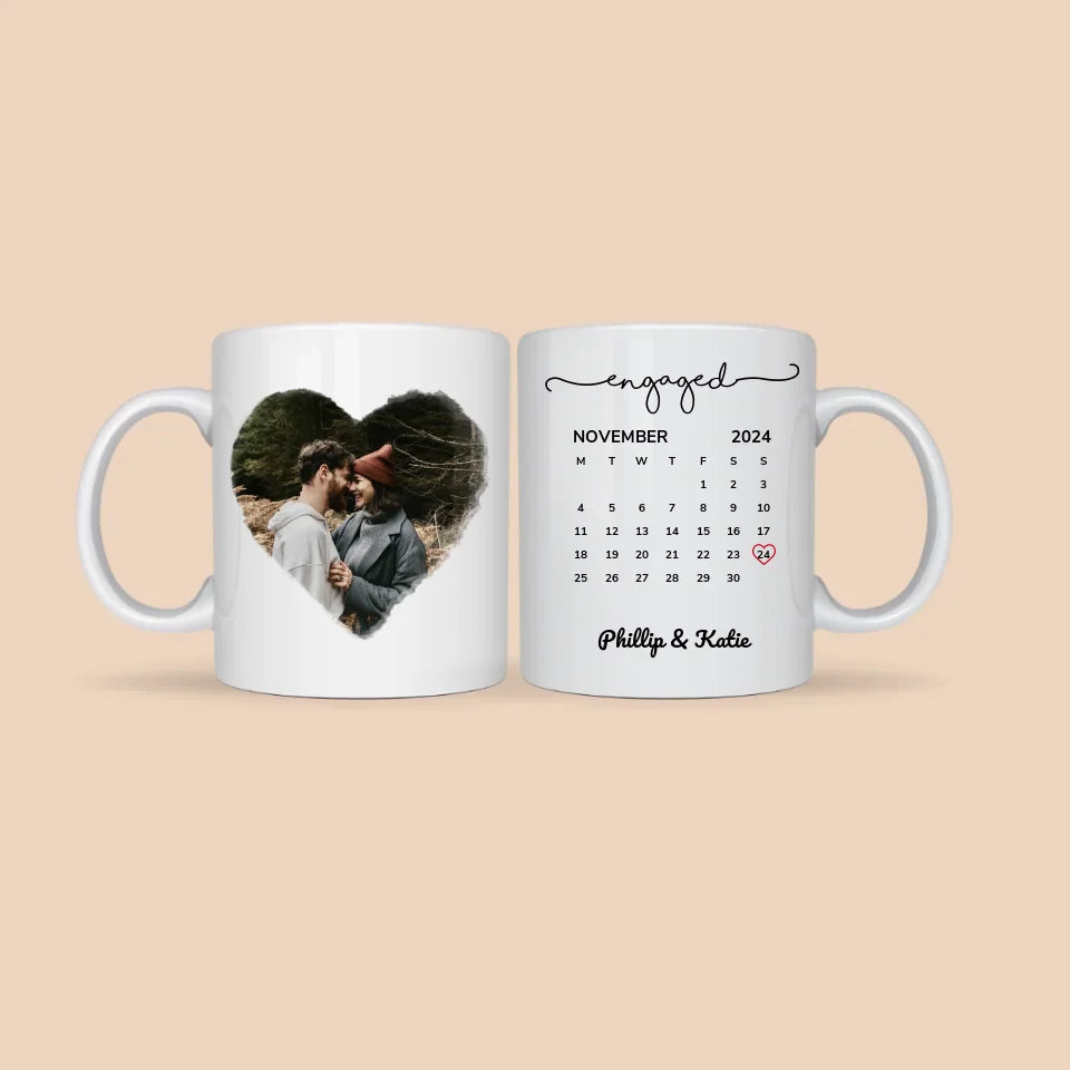 Couple Mug and Poster - Personalized Calendar - Watercolor Filter