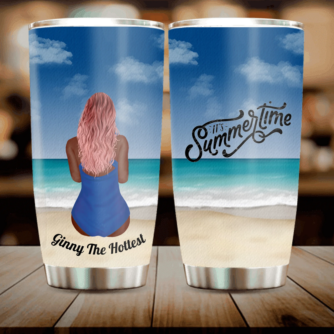 Summer Girl by the Beach Personalized Tumbler - All Over Print