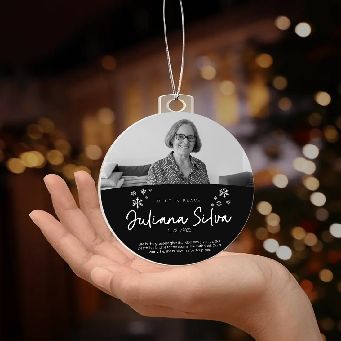 Upload photo, Personalized Ornament for Christmas - Freely Reposition Photo
