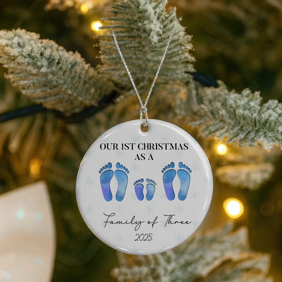 TIB Free Design | First Christmas As A Family Of Four Footprint | Ornament