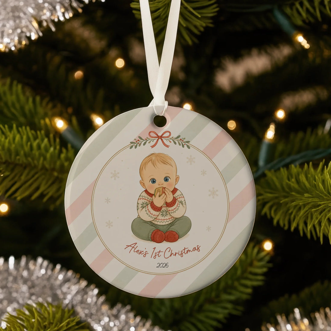 Sample Prompt - Personalized Ornament - Retro Storybook Cartoon