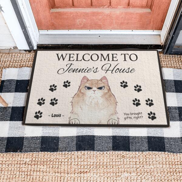 Welcome to our House, Cat Personalized Door Mat