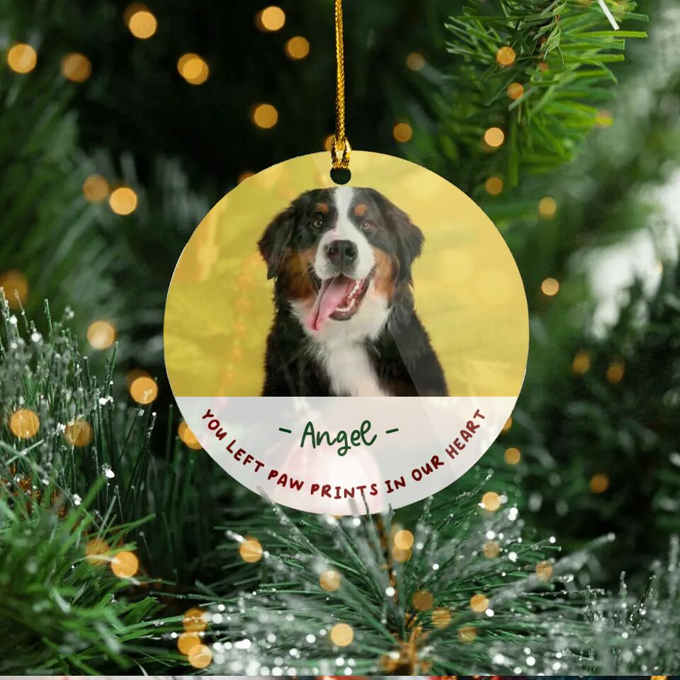 Upload Pet Photo, Curved Text, Personalized Christmas Ornament - Remove Background