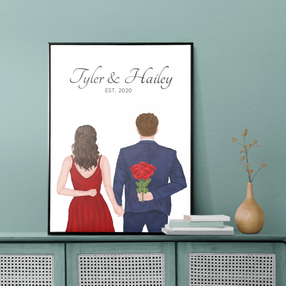 Personalized Valentine Poster Gift for Couple
