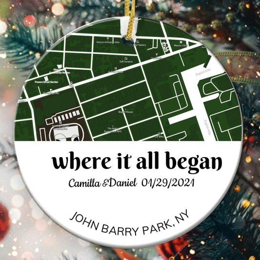 Where it all began, Personalized Map Style Ornament